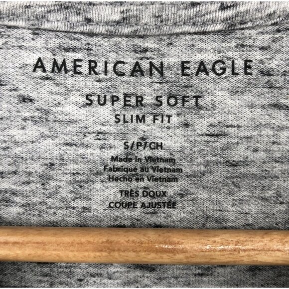 American Eagle Outfitters Mens Super Soft Slim Fit Polo Shirt S Gray Golf Preppy - Picture 3 of 8